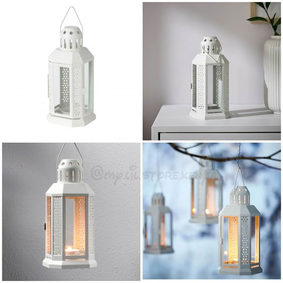 IKEA ENRUM Lantern for tealight, in&outdoor,-white -Shop-At- MylilstoreKenya - www.mylilstorekenya.com