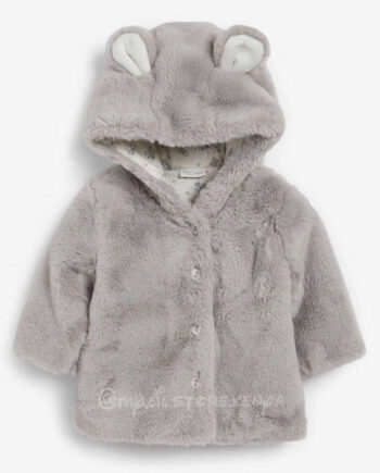 Next Grey Hooded Ears Cosy Button-Up Baby Jacket 12-18mths