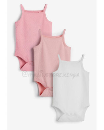 Next Pink 3 Pack Textured Vest Bodysuits