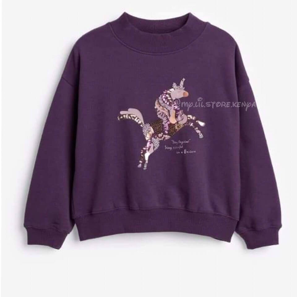 Next Purple Unicorn Sequin - Stay Magical - Stay Colourful -Like a Unicorn -Sweatshirt -Shop-At- MylilstoreKenya - www.mylilstorekenya.com -Photo Credit: Next UK