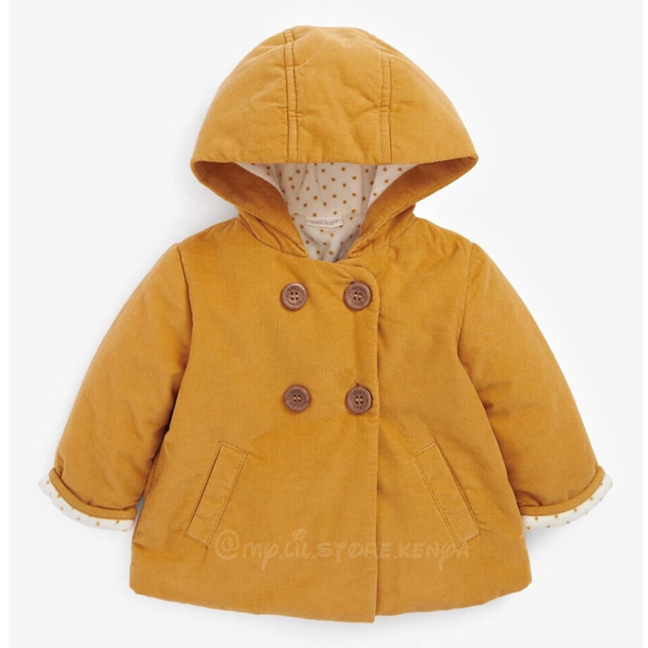 Next Yellow Ochre Baby Corded Hooded Jacket With Fleece Lining 12-18mths -Shop-At- MylilstoreKenya - www.mylilstorekenya.com -Photo Credit: Next UK